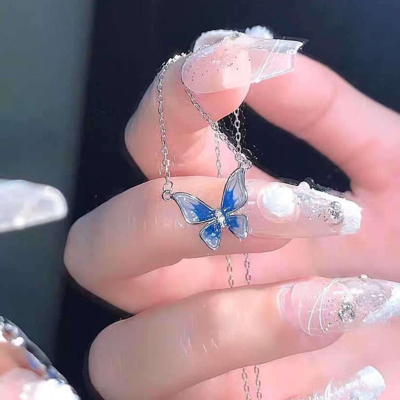 Sapphire Wings Butterfly Pendant