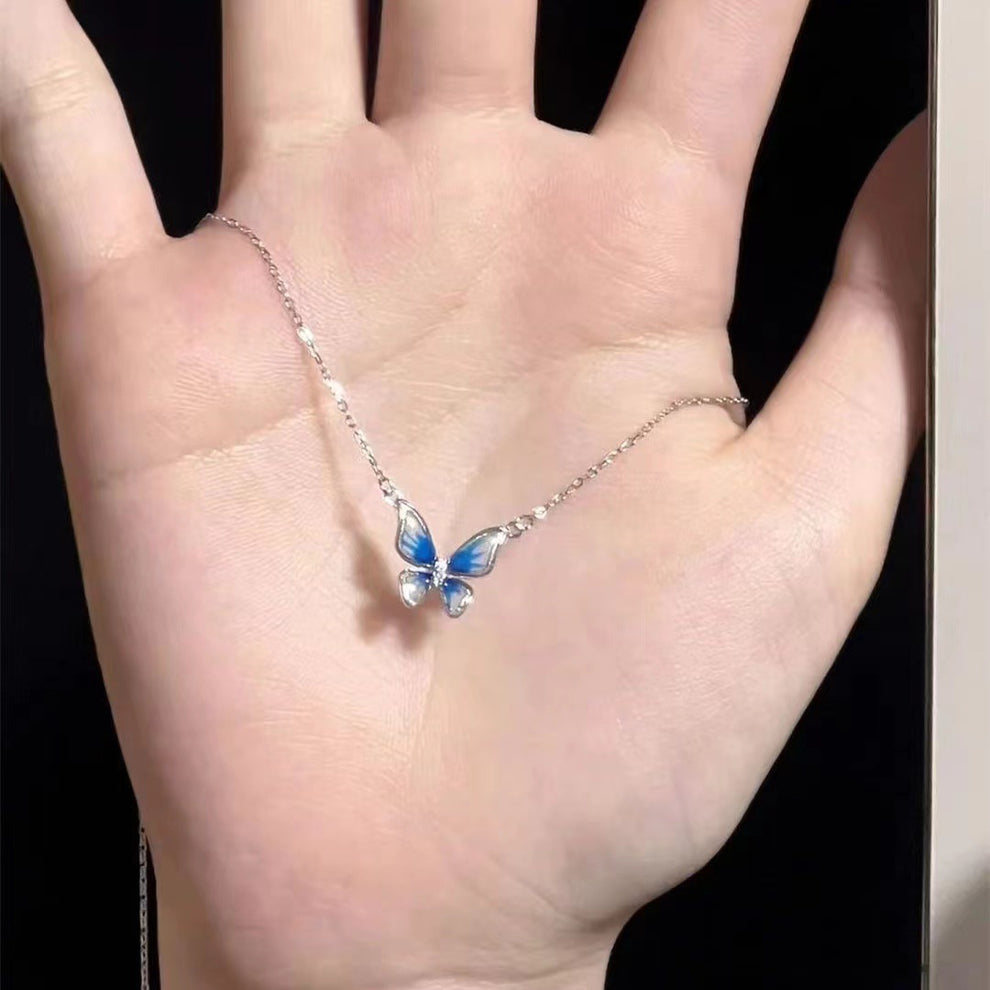 Sapphire Wings Butterfly Pendant